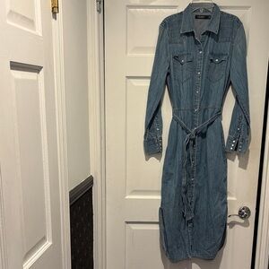 Lauren Ralph Lauren Blue Long Sleeve Denim Dress
